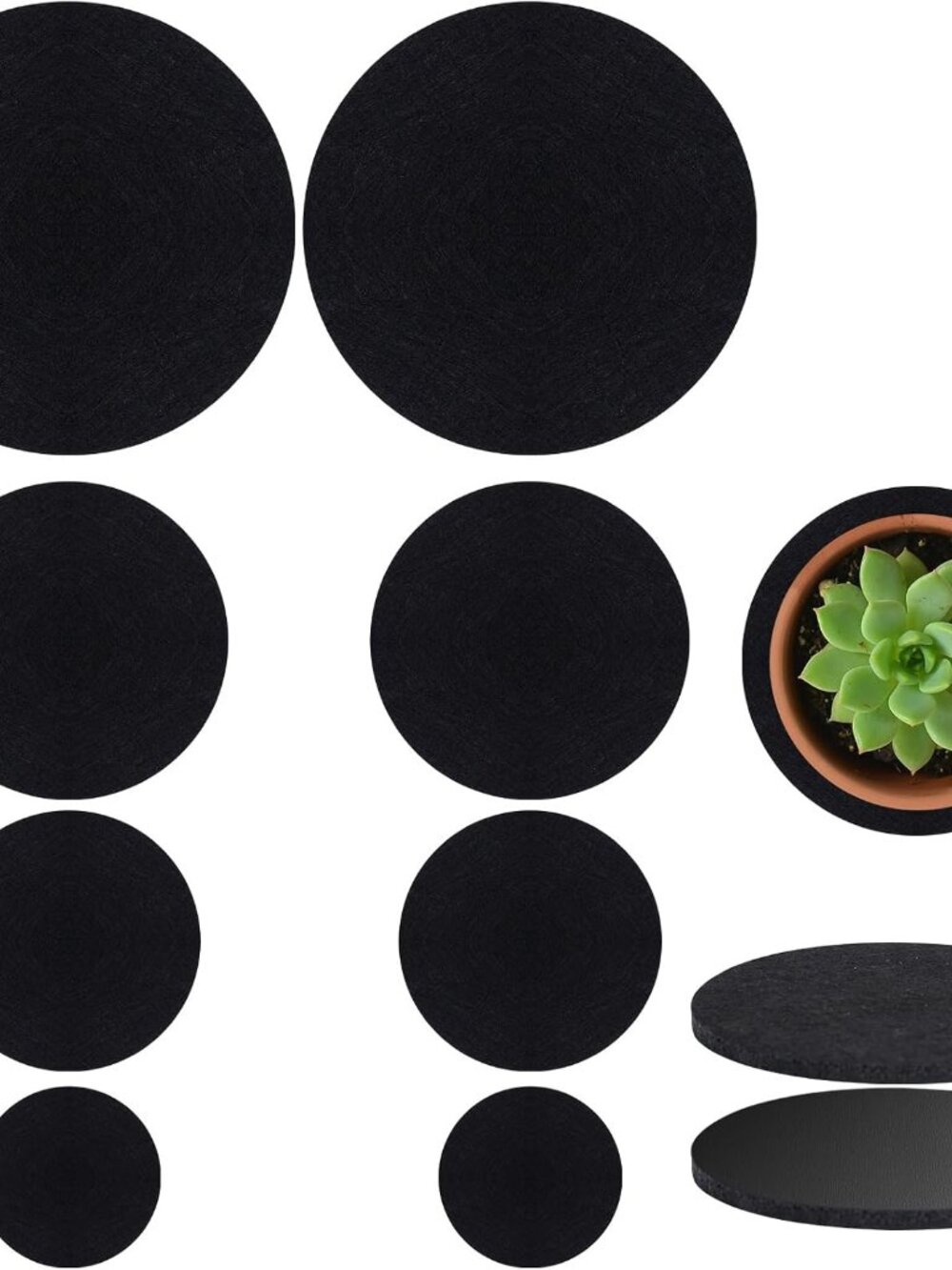 Plant Coaster Mat ReversibleFabric/Leather,8Pcs Plant Coasters 4 Sizes4/6/8/10in